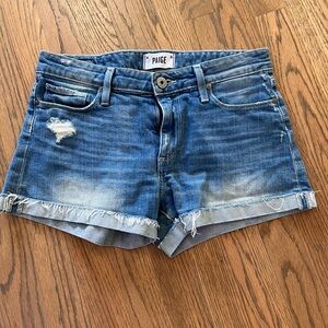 PAIGE Women's Distressed Blue Jean Shorts